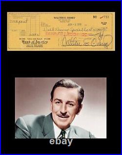 WALTER WALT DISNEY Autographed Signed Check Document Disneyland Studios