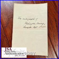 WASHINGTON IRVING JSA LOA Signed Autograph Page Inscribed from Sleepy Hallow