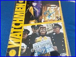 WATCHMEN CARLA GUGINO & MALIN AKERMAN DUAL AUTOGRAPH SIGNED SILK COA BAS 11x14