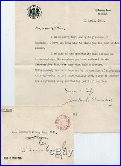 WINSTON CHURCHILL, Signed Letter as Prime Minister, Downing Street, 1942