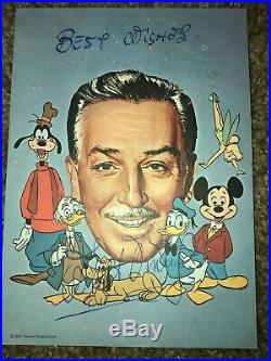 Walt Disney Autographed And Inscribed Postcard. Mickey Donald Goofy Tinkerbell