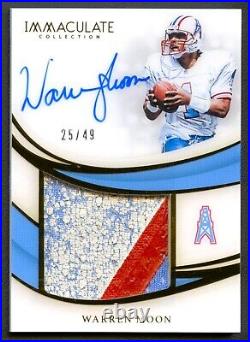 Warren Moon 2019 Immaculate Premium Patch Auto Autograph /49 Oilers Game-used